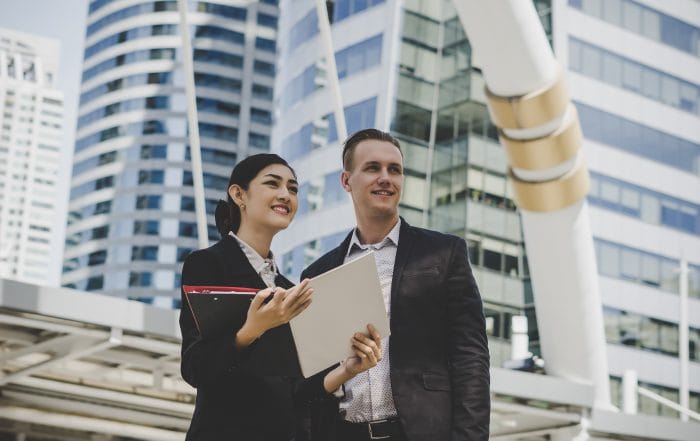 Business people discussion about work together